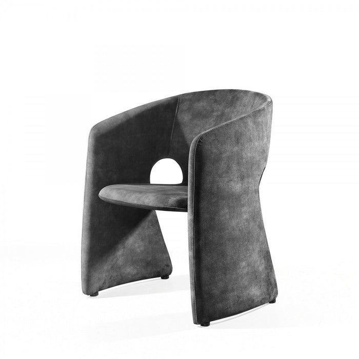Velvet Solid Color Barrel Chair - Dark Gray