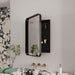 Giga recessed metal framed bathroom medicine cabinet with mirror, adjustable shelves, wall-mounted storage for toiletries.