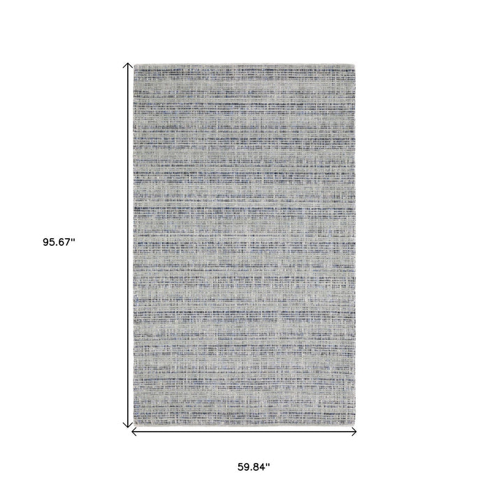 5' X 8' Striped Hand Tufted Area Rug - Gray And Blue