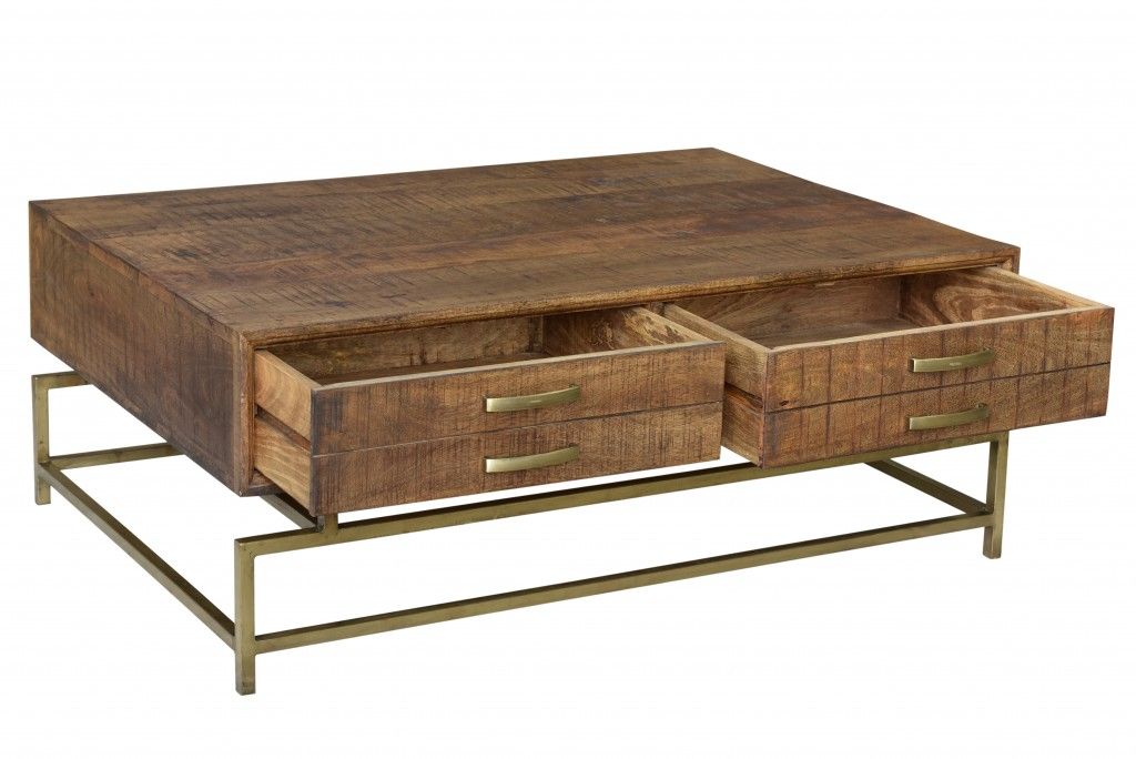 Storage Coffee Table - Brown And Gold