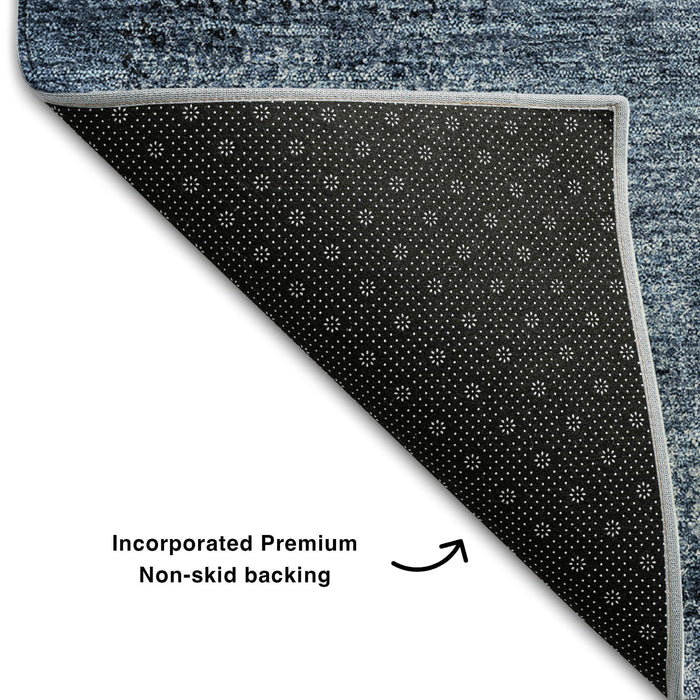 10' X 14' Abstract Washable Area Rug With UV Protection (655312) - Blue / Ivory