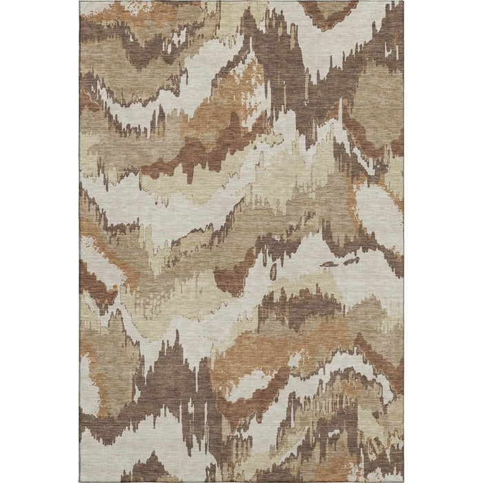 10' X 14' Abstract Washable Area Rug With UV Protection (668645) - Chocolate / Ivory / Beige