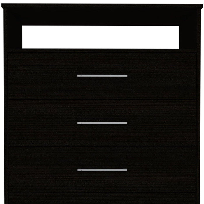 Four Drawer Dresser With Open Shelf - Black