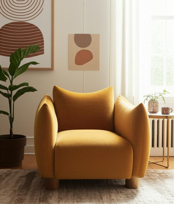 Mustard Upholstered Arm Chair - Mustard / Yellow