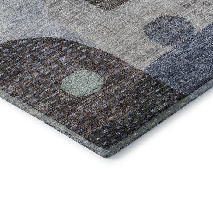 10' X 14' Geometric Washable Area Rug With UV Protection (684798) - Blue / Gray / Silver