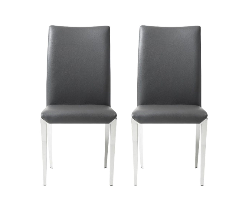 Upholstered Faux Leather Dining Side Chairs (Set of 2) - Dark Gray
