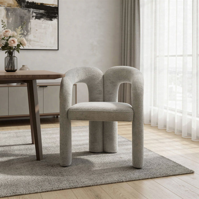 Boucle Partially Open Back Dining Arm Chair - Dark Gray