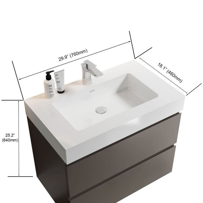 Giga Alice bathroom vanity with large storage, wall-mounted design, one-piece sink basin, modern style without drain or faucet.