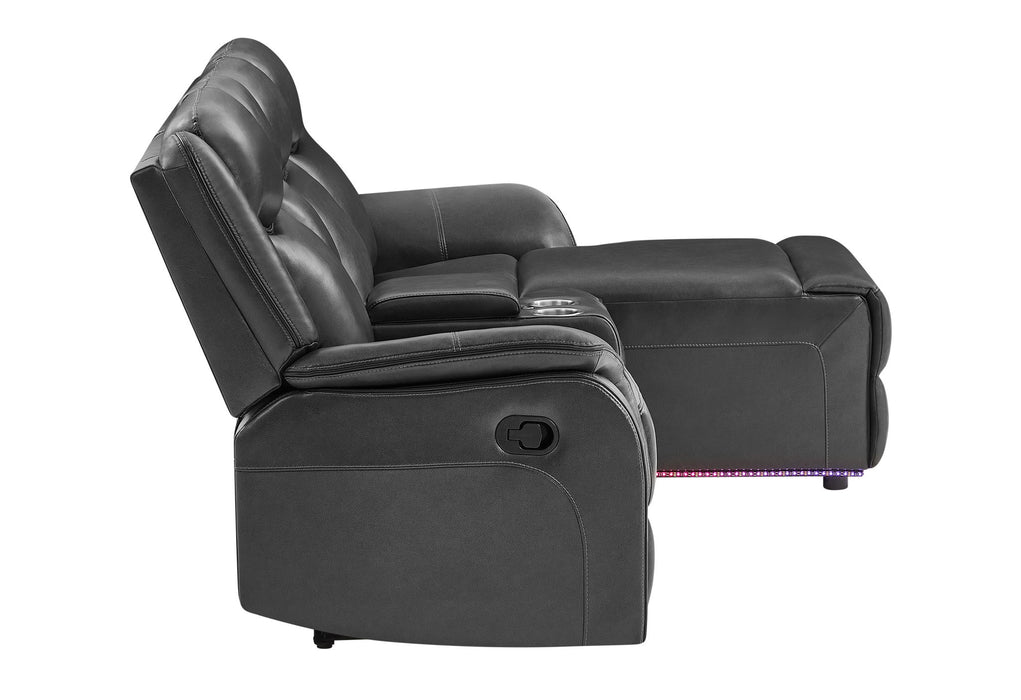 U1818 - Sectional With Pushback Chaise, Multi-Color LED And Immersive Sound - Charcoal / Dark Gray