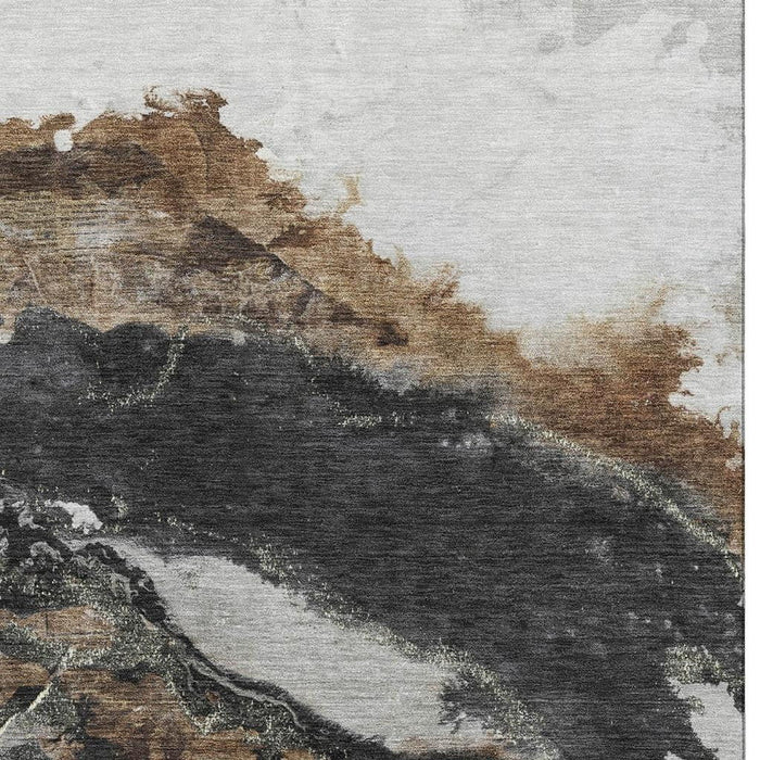 10' X 14' Abstract Washable Area Rug With UV Protection (716653) - Gray / Ivory