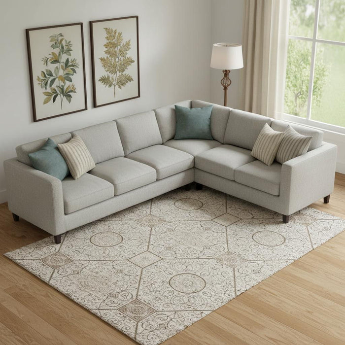 10' X 14' Geometric Washable Area Rug With UV Protection (700029) - Beige / Brown