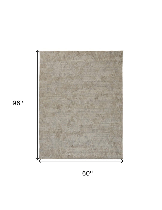 5' x 8' Abstract Hand Woven Area Rug - Gray And Taupe