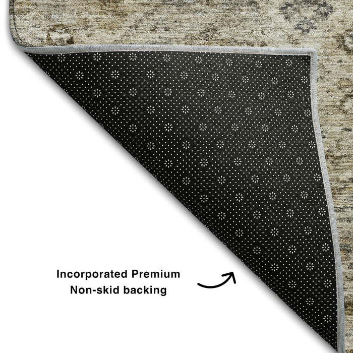 10' X 14' Abstract Geometric Washable Area Rug With UV Protection (688516) - Brown / Beige / Blue