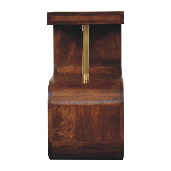 24" Solid Wood Curved Nightstand - Chestnut And Gold