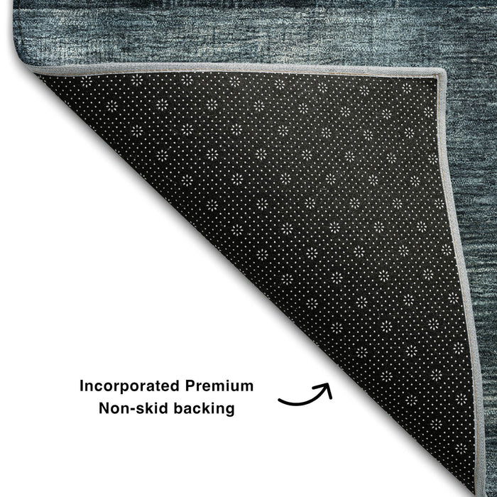 10' X 14' Geometric Washable Area Rug With UV Protection (684744) - Teal / Gray / Silver