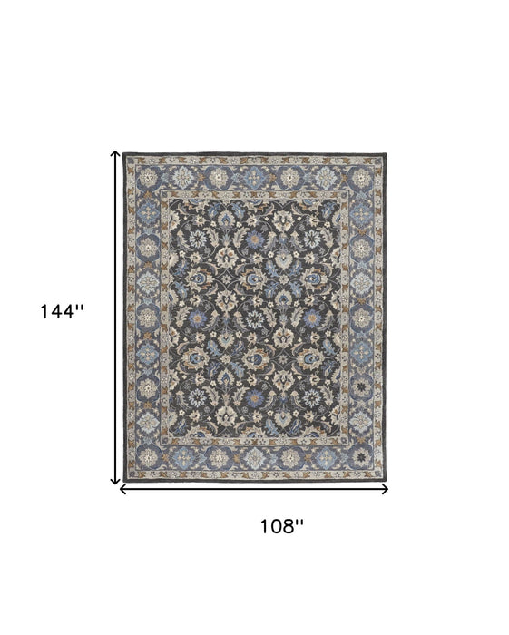 9' x 12' Wool Floral Hand Tufted Area Rug - Taupe And Ivory