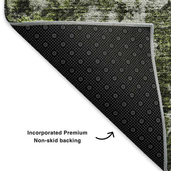 10' X 14' Oriental Washable Area Rug With UV Protection (653773) - Green / Ivory / Gray