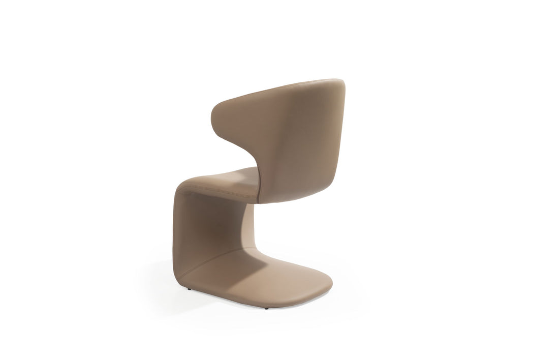 Faux Leather Wing Back Dining Side Chair - Light Brown