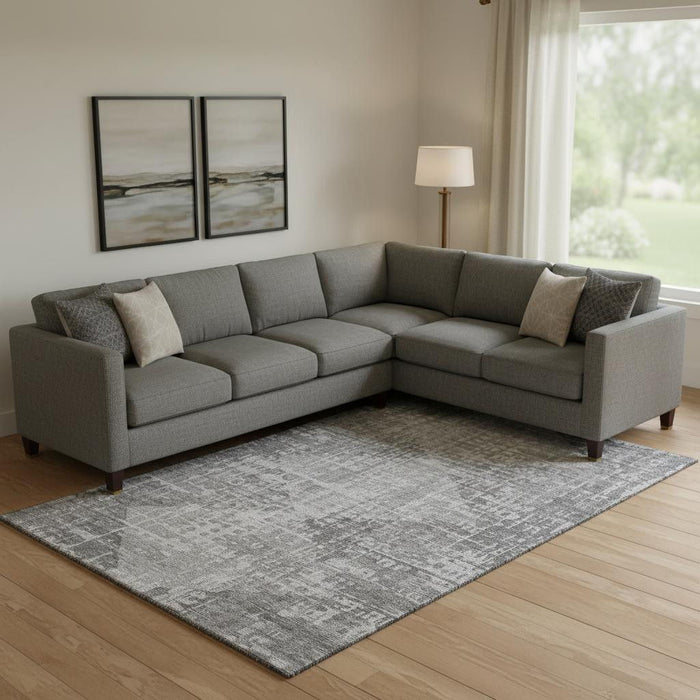 10' X 14' Geometric Washable Area Rug With UV Protection (715009) - Gray / Silver