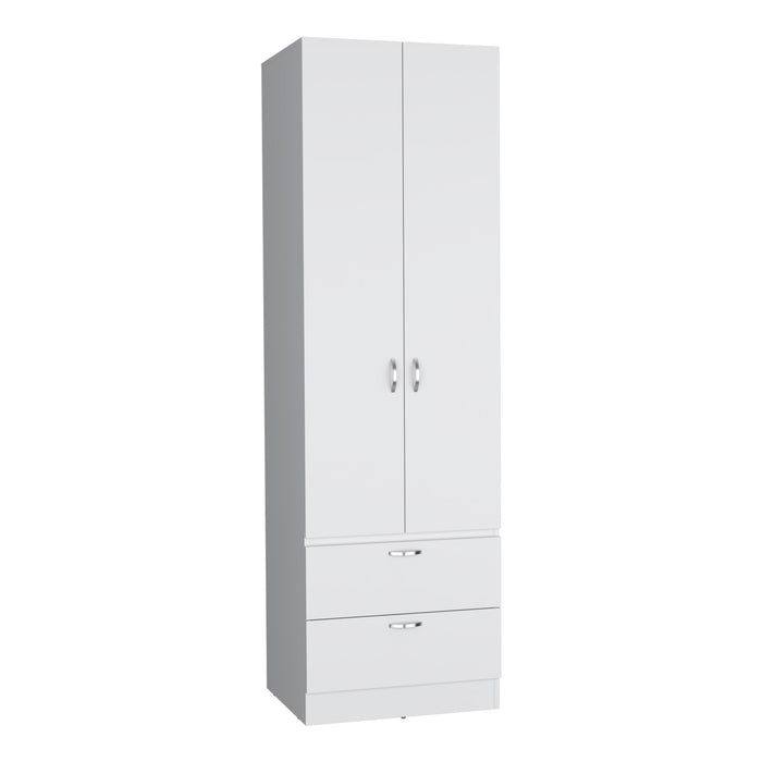 Giga armoire organizer with two shelves, clothing rod, and double doors, providing storage in a wardrobe cabinet.
