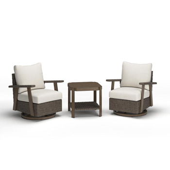 Signature Design by Ashley Marin Sands brown chairs with beige cushions and outdoor table set, 3-piece patio set