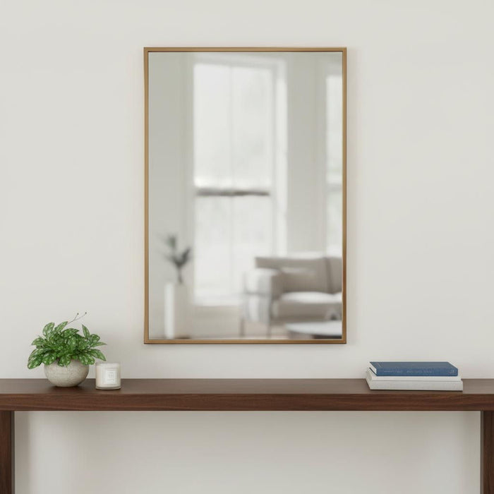 Brass Rectangular Wall Mirror - Antiqued Brushed