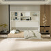 Modern Giga twin size horizontal Murphy bed with shelf storage, white wall bed with hidden design and gas struts for space-saving.