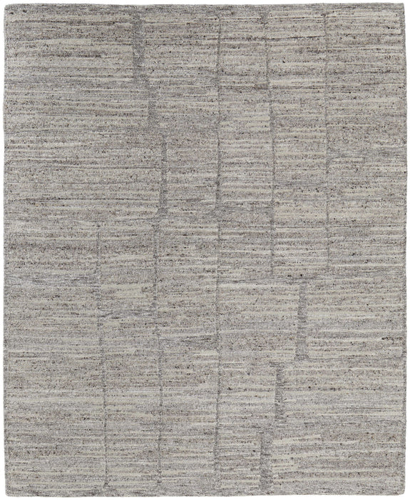 9' x 13' Abstract Hand Woven Worn Faded Area Rug - Taupe And Gray