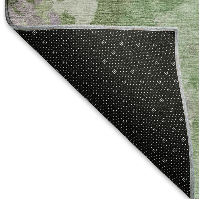 10' X 14' Abstract Washable Area Rug With UV Protection (695444) - Green / Purple / Ivory