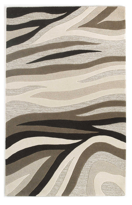5' x 8' Hand Tufted Abstract Waves Indoor Area Rug - Natural Beige