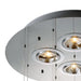 HomeRoots candle style four-light metal and glass chandelier in nickel finish with ivory and clear glass accents.