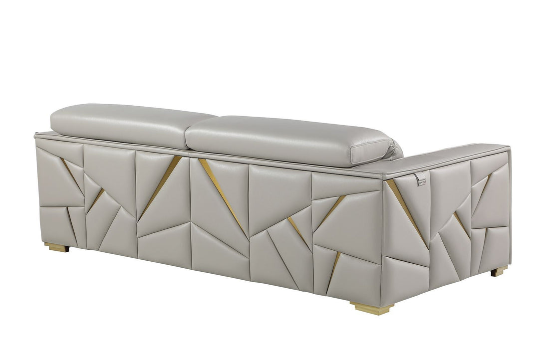 Top Grain Leather Reclining Sofa - Light Gray