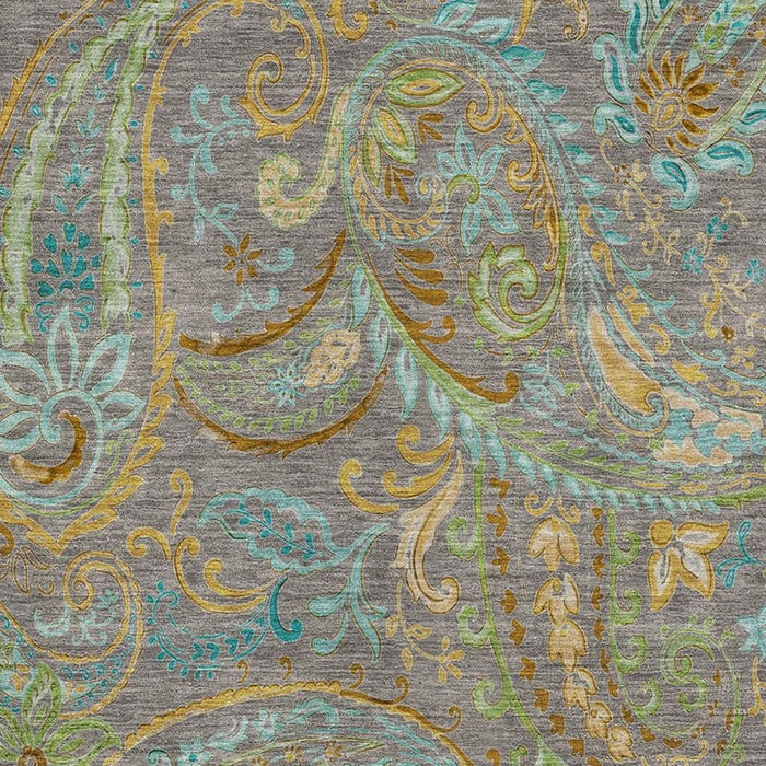 3' X 5' Paisley Washable Area Rug With UV Protection (647999) - Taupe / Green / Blue