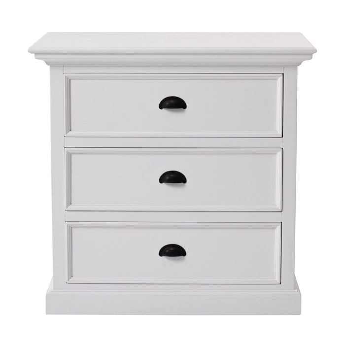 Classic Large Three Drawer Nightstand - White