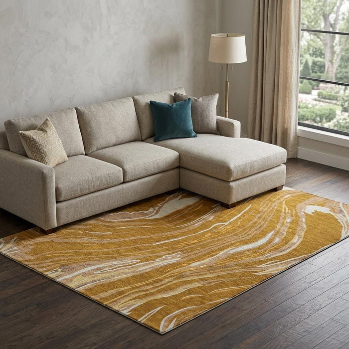 10' X 14' Abstract Washable Area Rug With UV Protection (681407) - Rust / Beige / Gray