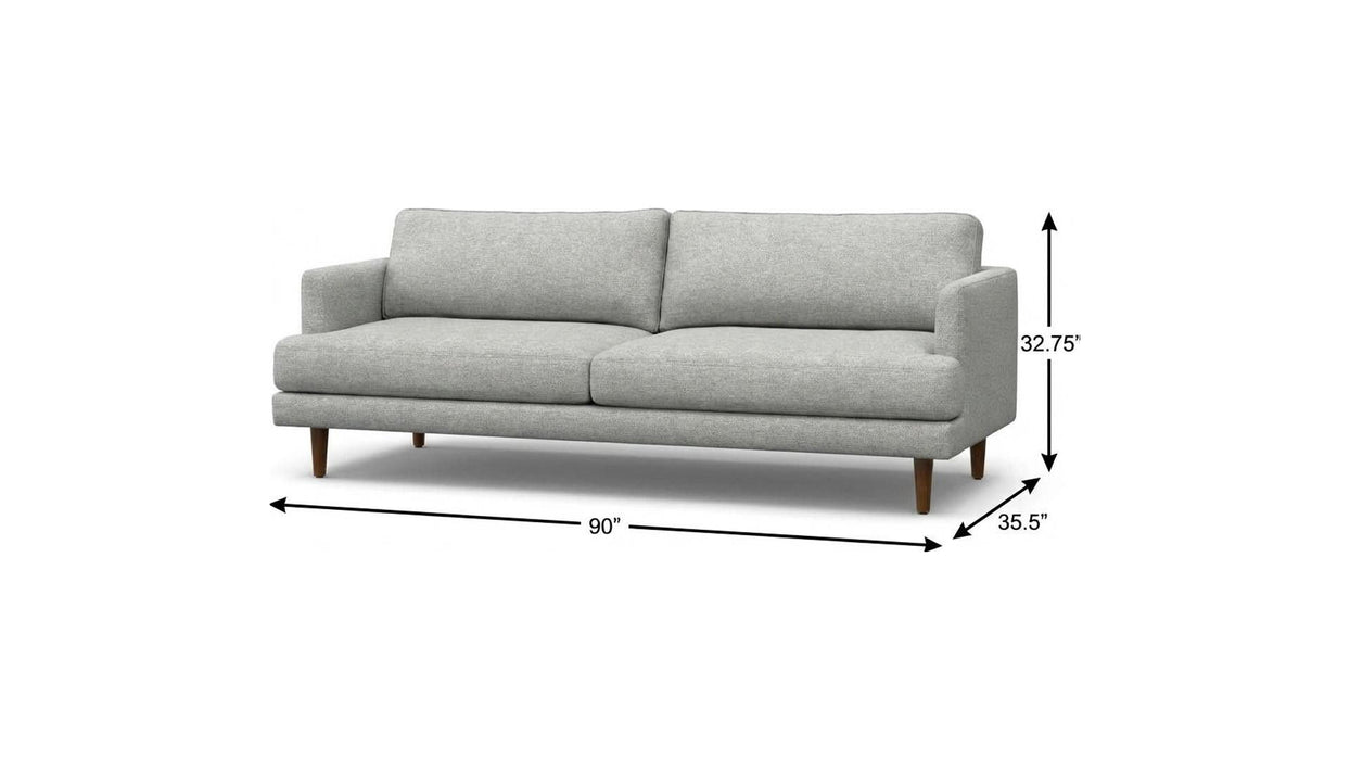 90" Sofa With Brown Legs - Gray