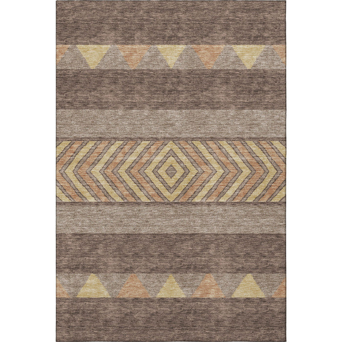 10' X 14' Southwestern Washable Area Rug With UV Protection (676386) - Brown / Wheat / Copper