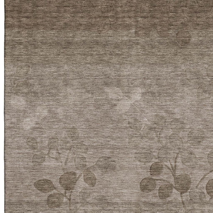 10' X 14' Floral Washable Area Rug With UV Protection (707527) - Taupe / Beige