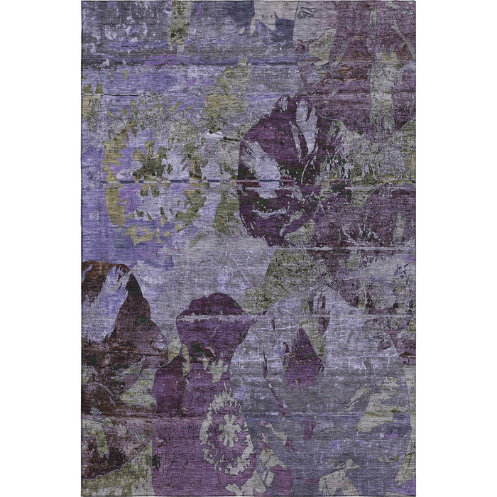 10' X 14' Abstract Washable Area Rug With UV Protection (648868) - Purple / Gray