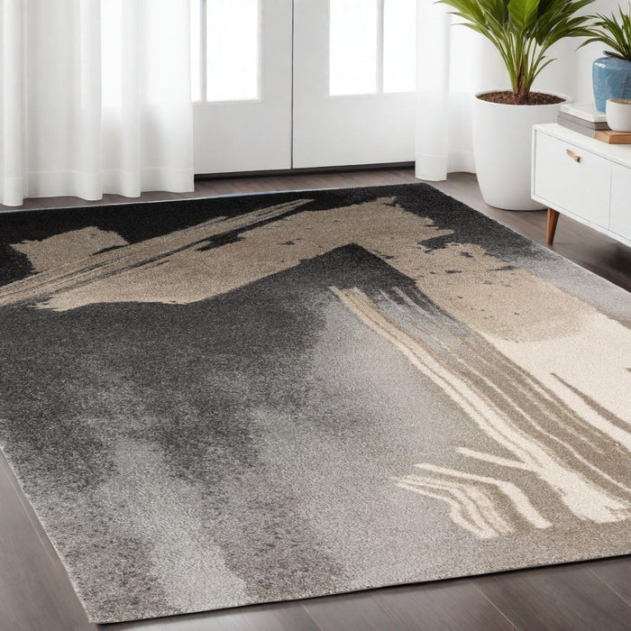 8' x 10' Abstract Power Loom Polyester Area Rug - Gray