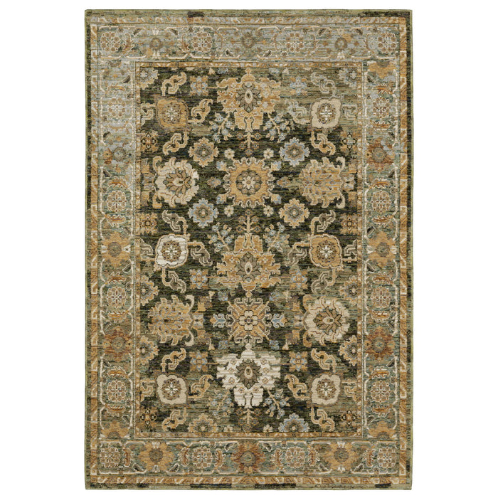 10' X 13' Oriental Area Rug - Green And Gold