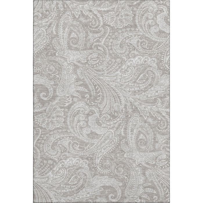 10' X 14' Paisley Washable Area Rug With UV Protection (654686) - Taupe / Ivory