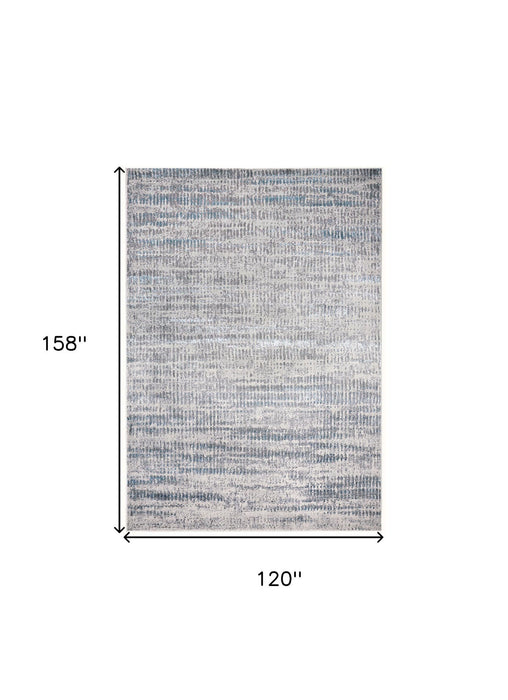 10' x 13' Abstract Stain Resistant Area Rug - Blue Gray And Ivory