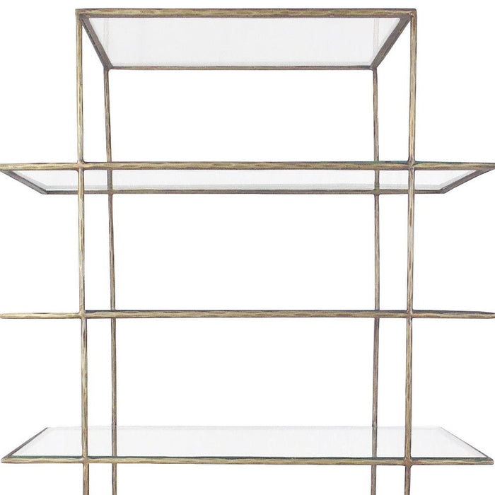 Five Tier Etagere Bookcase - Antiqued Gold / Clear
