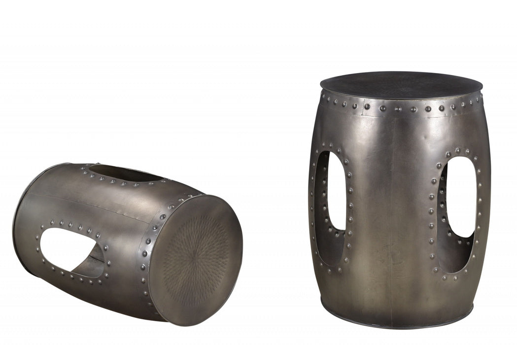 20" Iron Round End Table - Nickel