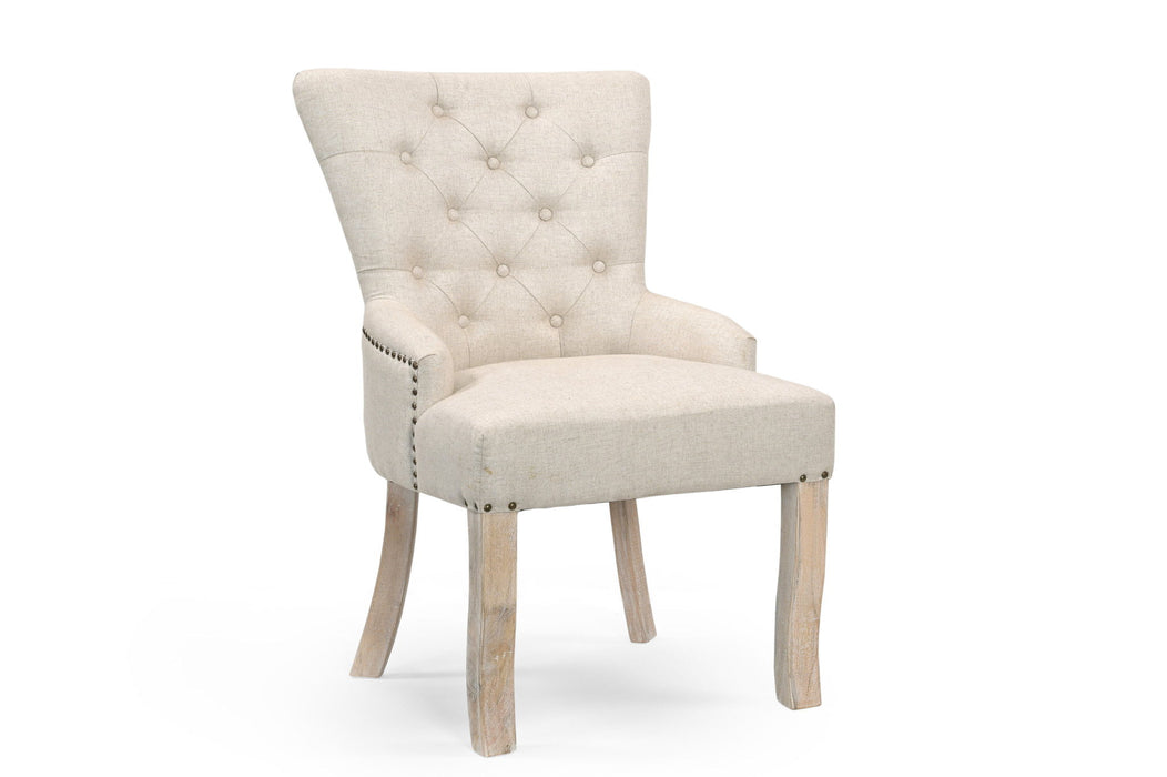 Fabric Tufted Arm Chair - Beige
