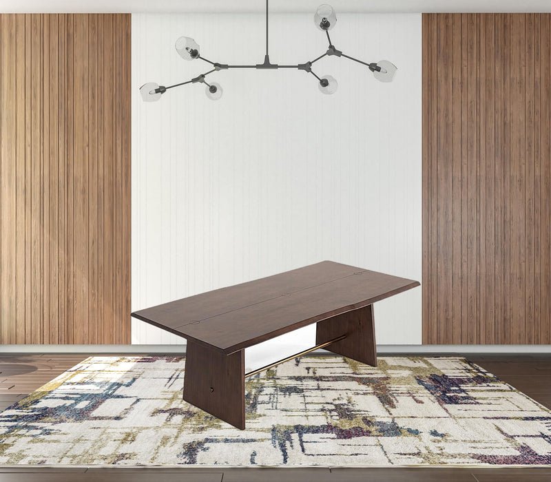Solid Wood Sled Base Dining Table - Brown