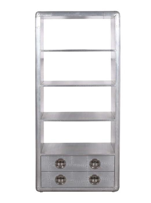 Four Tier Bookcase With Two Drawers - Silver