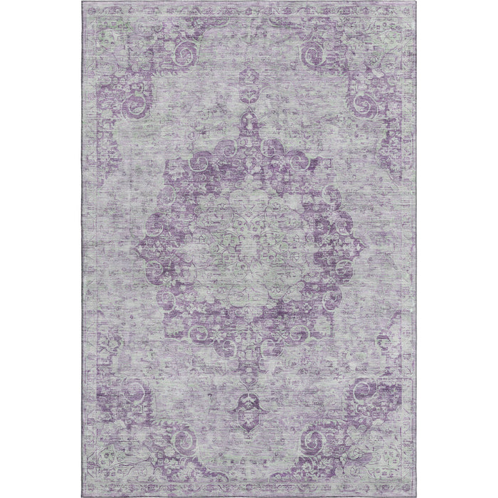 10' X 14' Oriental Washable Area Rug With UV Protection (692316) - Purple / Silver