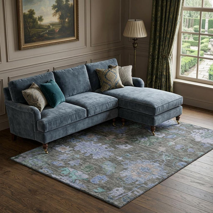 10' X 14' Floral Washable Area Rug With UV Protection (684528) - Taupe / Blue / Brown